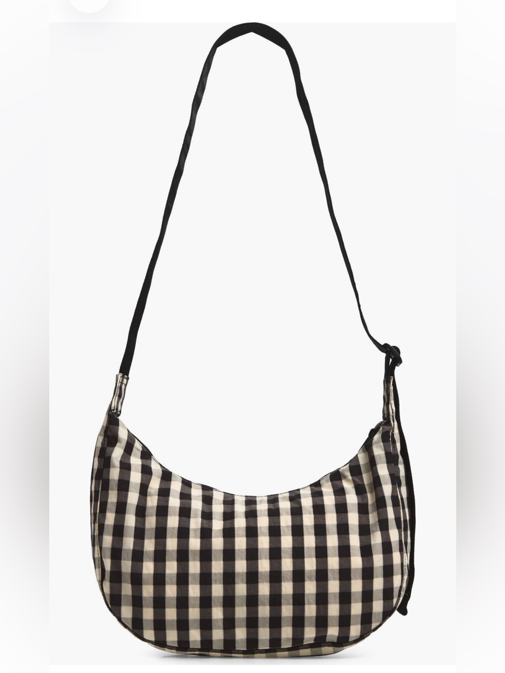 BAGGU Black and White Gingham Shoulder Bag - Women's Crossbody